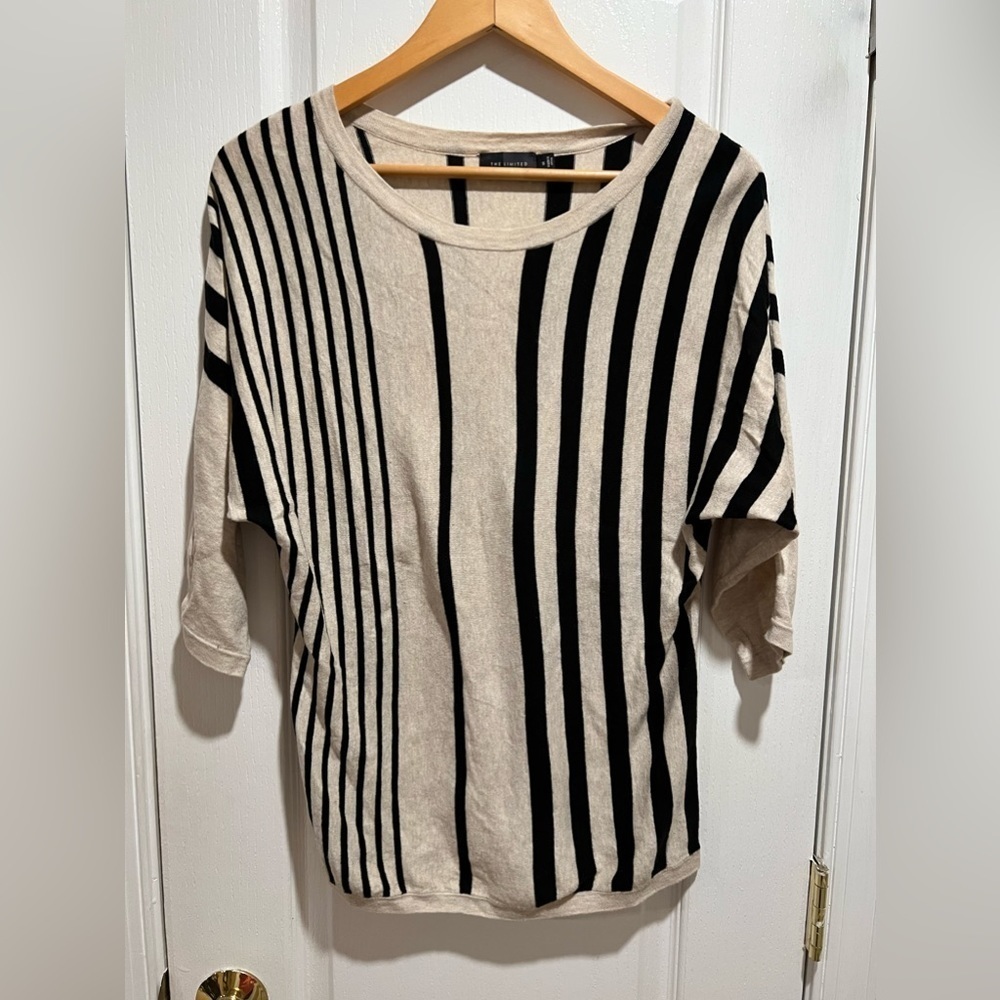 The Limited cream and black stripe cotton sweater. Size small.